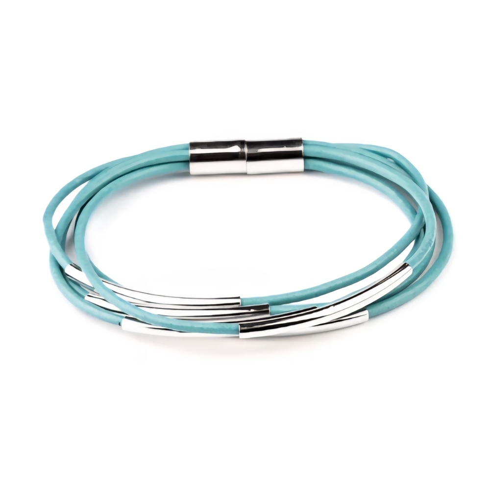 Paparazzi Turquoise Multi-Strand Leather and Silver-Tone Power Cord  Bracelet